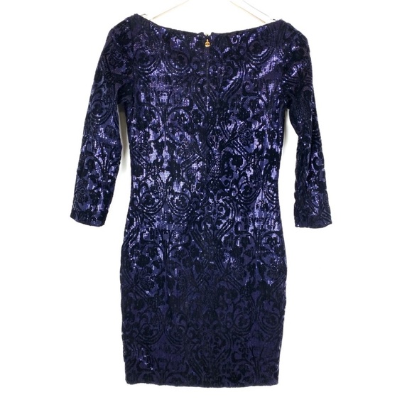 Just Cavalli Sequin Long Sleeve Mini Cocktail Dress - Picture 8 of 15
